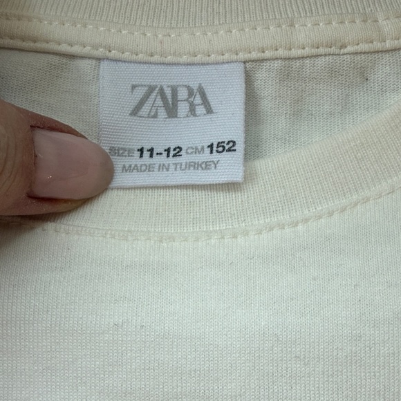 Zara White Tee with Pink, Orange, and Green Graphics - Picture 2 of 4